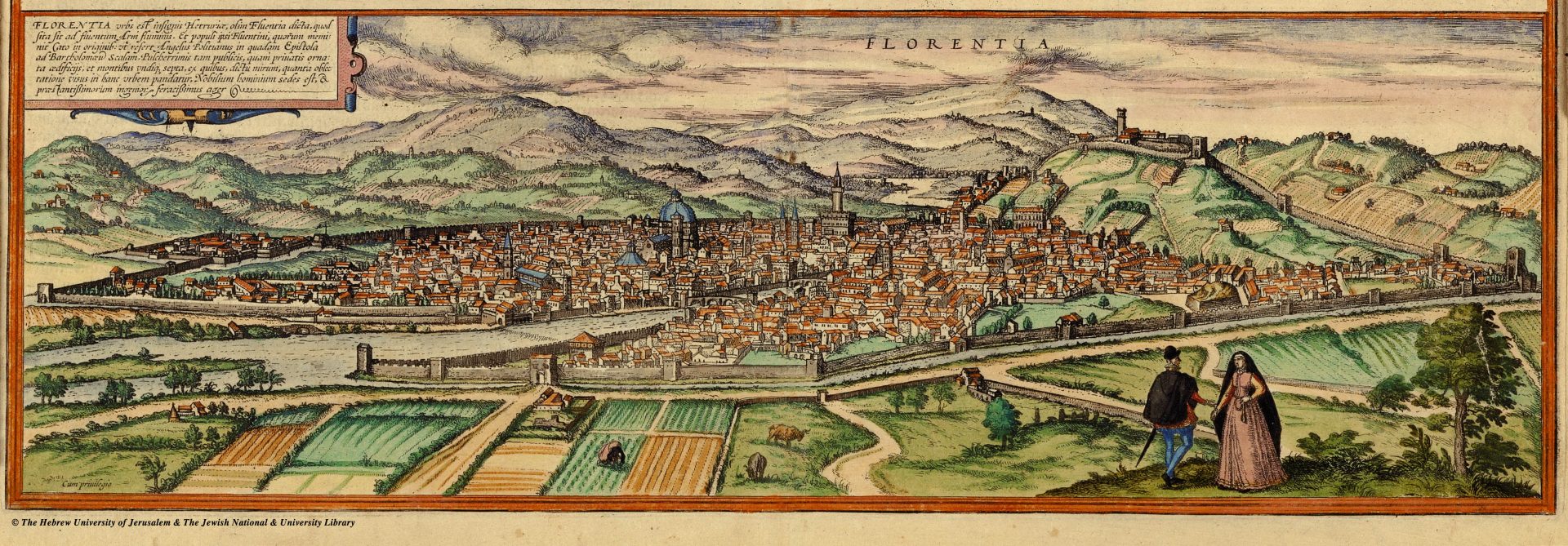 Italie - Renaissance - Carte de Florence Braun Hogenberg